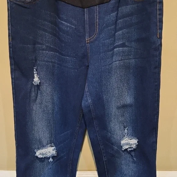JVINI Fashion Maternity Skinny Distressed Jeans, Blue - Picture 9 of 12